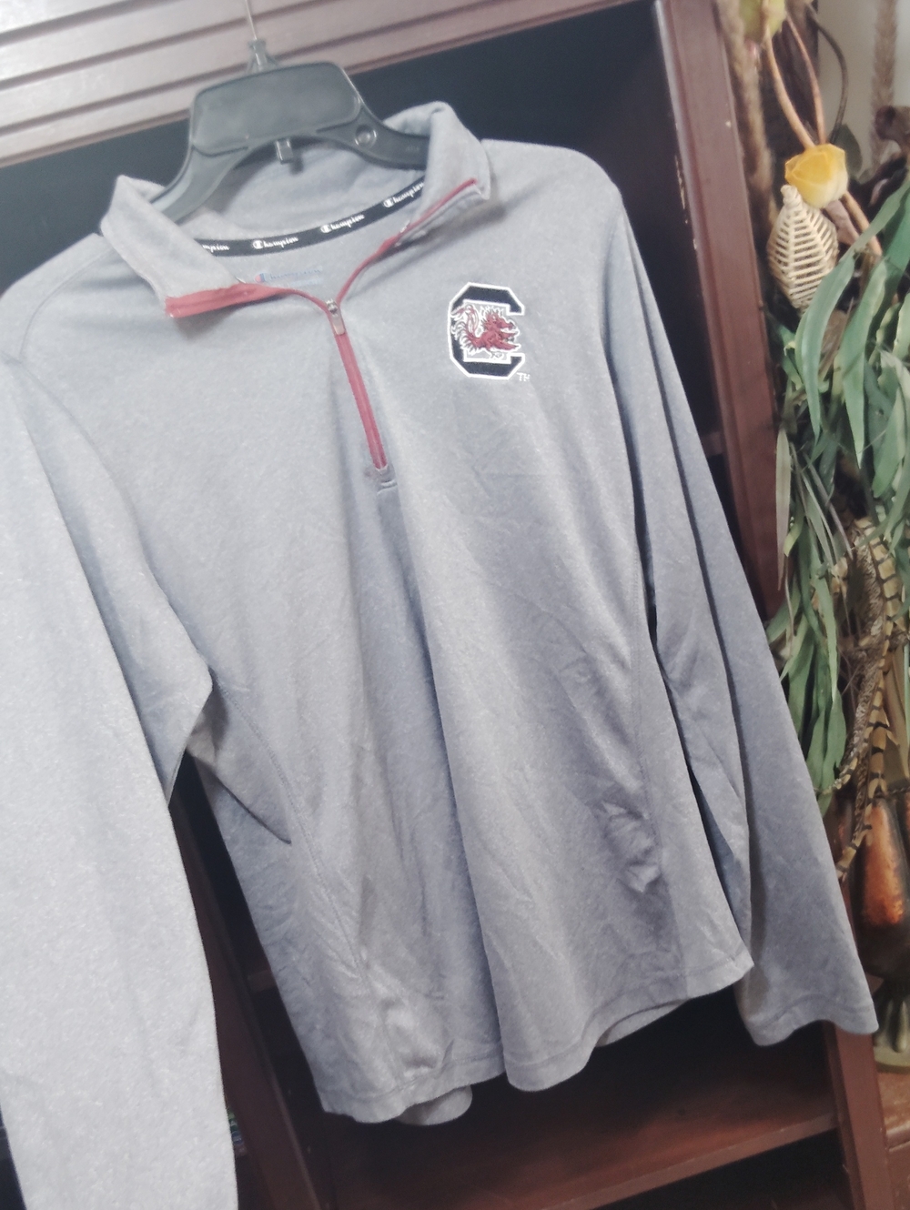 Champion Men's Gray Quarter-Zip Pullover with Maroon Trim